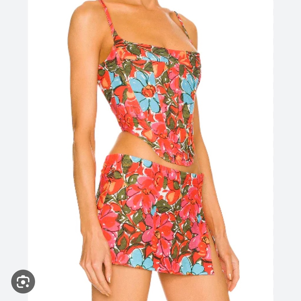 Miaou Micro Mini Skirt - Parisian Flower Rouge